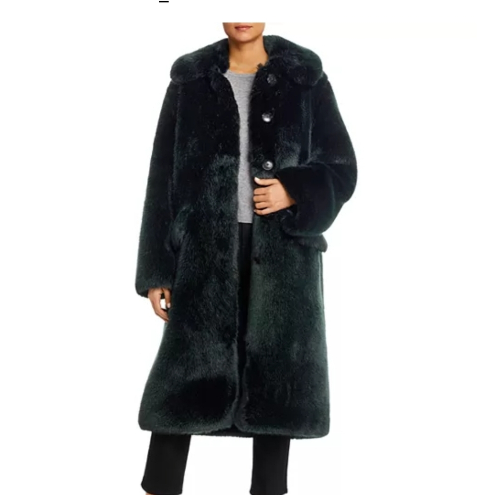 Tory Burch Dark Green Faux Fur Teddy Jacket